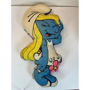 Vintage 1980s Smurfette Plush Pillow Toy Peyo Smurfs Character Stuffed 18 Inch